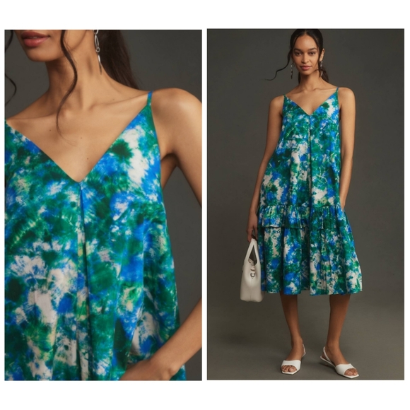 Corey Lynn Calter Dresses & Skirts - Anthropologie Corey Lynn Calter Boho Cotton V-Neck Ruffle Relaxed Midi Dress S
